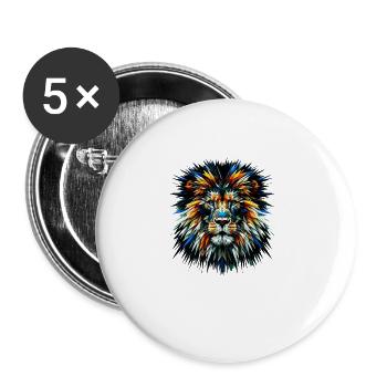 Polygon Art Lions Wildlife Safari Zoo Africa Lion - Buttons large 2.2''/56 mm (5-pack) - white - Front