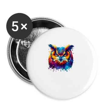 Colorful Splash Art Owl Bird Owlet Owls Lover - Buttons large 2.2''/56 mm (5-pack) - white - Front