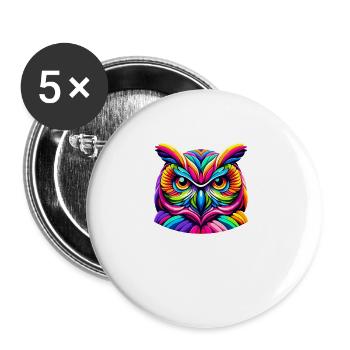 Colorful Pop Art Owl Bird Owlet Owls Lover - Buttons large 2.2''/56 mm (5-pack) - white - Front
