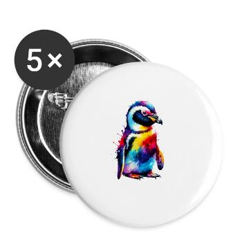Colorful Splash Art Penguin Lover Penguins - Buttons large 2.2''/56 mm (5-pack) - white - Front