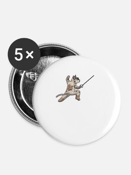 Fechten Katze Fechter degenkämpferfechter - Buttons groß 56 mm (5er Pack) - Weiß