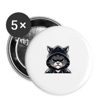 Nett kann ich auch Sarkastisches Katzenliebhaber - Buttons groß 56 mm (5er Pack) - Weiß - Vorne