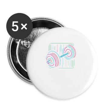 Haltères Poids Haltérophilie Haltérophile Gym - Lot de 5 grands badges (56 mm) - blanc - Devant