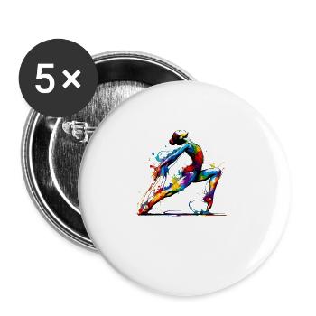 Splash Art coloré Gymnastique Gymnaste Acrobaties - Lot de 5 grands badges (56 mm) - blanc - Devant