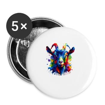 Colorful Splash Art Goats Farm Animal Goat Lover - Buttons large 2.2''/56 mm (5-pack) - white - Front