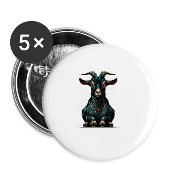 Mandala Kunst Ziegen Bauernhof Tier Ziege Liebhaber - Buttons groß 56 mm (5er Pack) - Weiß - Vorne