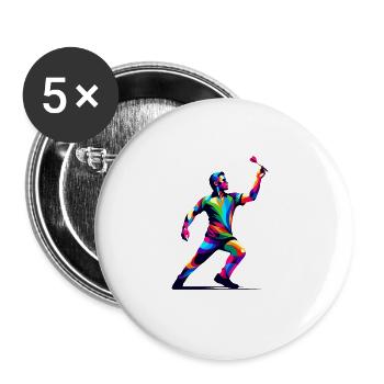 Colorful Pop Art Dart Player Throwing Darts - Buttons large 2.2''/56 mm (5-pack) - white - Front