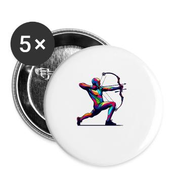 Colorful Pop Art Archer Archery Bow And Arrow - Buttons large 2.2''/56 mm (5-pack) - white - Front