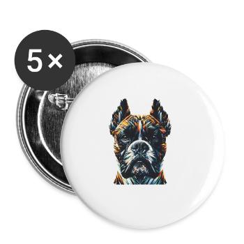 Polygon Art Boxer Hund Boxer - Buttons groß 56 mm (5er Pack) - Weiß - Vorne
