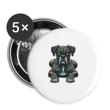 Mandala Art Boxer Hund Boxer - Buttons groß 56 mm (5er Pack) - Weiß - Vorne