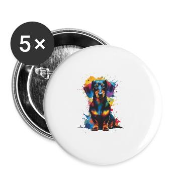 Colorful Splash Art Dachshund Wiener Dog - Buttons large 2.2''/56 mm (5-pack) - white - Front