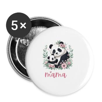 Panda Lover I Mama Panda And Cub Mother's Day - Buttons groß 56 mm (5er Pack) - Weiß - Vorne