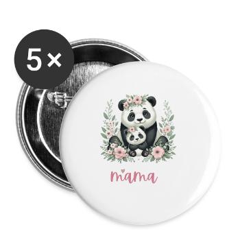 Panda Lover I Mama Panda And Cub Mother's Day - Buttons groß 56 mm (5er Pack) - Weiß - Vorne