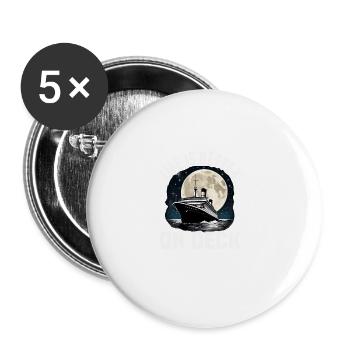 Life Is Better On Deck Cruise Ship Vacation Group - Buttons groß 56 mm (5er Pack) - Weiß - Vorne