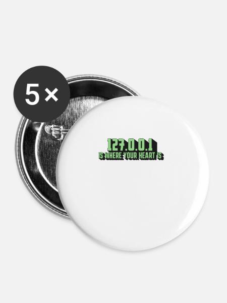127.0.0.1 - Der Herzschlag Eines Programmierers - Buttons groß 56 mm (5er Pack) - Weiß