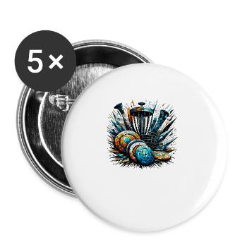 Polygon Art Frisbee Disc Golf joueur volants disques - Lot de 5 grands badges (56 mm) - blanc - Devant