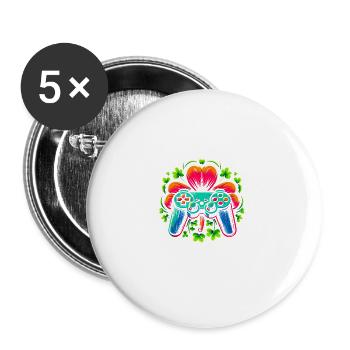 Irlandais J’étais Gaming St Patricks Day Video Gamer - Lot de 5 grands badges (56 mm) - blanc - Devant