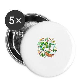 Coordinateur des manigances Leprechaun Hat St Patricks - Lot de 5 grands badges (56 mm) - blanc - Devant