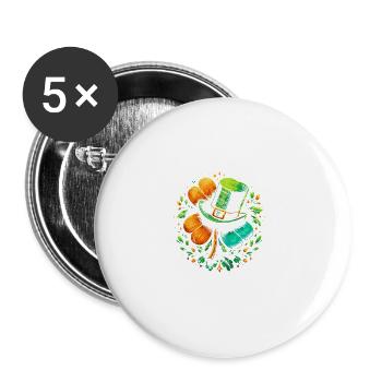 Coordinateur des manigances Leprechaun Hat St Patricks - Lot de 5 grands badges (56 mm) - blanc - Devant