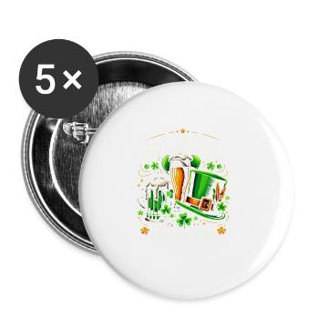 Halt die Klappe, Leber, du bist in Ordnung Irischer St. Patricks Day - Buttons groß 56 mm (5er Pack) - Weiß - Vorne