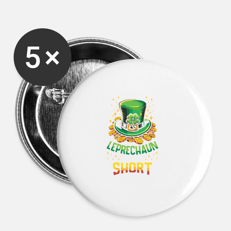 Ich bin kein Kobold, ich bin nur ein kleiner St. Patricks - Buttons groß 56 mm (5er Pack) - Weiß