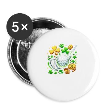 Golfing Shamrock St Patricks Day Golfer Golf Saint - Buttons large 2.2''/56 mm (5-pack) - white - Front