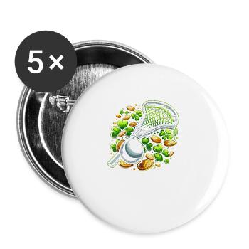 Lacrosse Kleeblatt St. Patricks Day Schabernack - Buttons groß 56 mm (5er Pack) - Weiß - Vorne