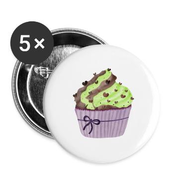 Cupcake with pistachio and chocolate - Buttons large 2.2''/56 mm (5-pack) - white - Front