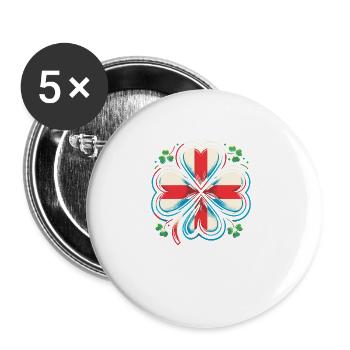 Kleeblatt England Flagge St. Patrick St. Patricks Tag - Buttons groß 56 mm (5er Pack) - Weiß - Vorne