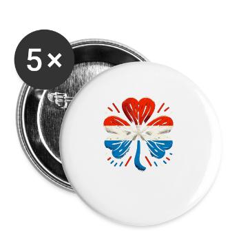 Shamrock Netherlands Flag Saint Patrick St - Buttons large 2.2''/56 mm (5-pack) - white - Front