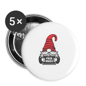 Zwerg der Umarmungen vergibt free Hugs süß - Buttons groß 56 mm (5er Pack) - Weiß - Vorne