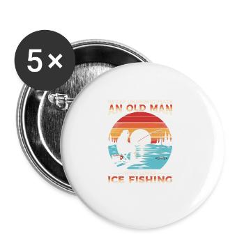 Never Underestimate An Old Man Who Loves Ice - Buttons large 2.2''/56 mm (5-pack) - white - Front