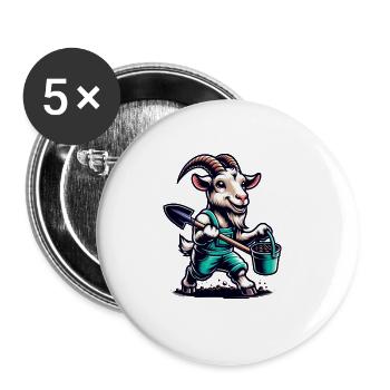 Goat Gardening Funny Design - Buttons large 2.2''/56 mm (5-pack) - white - Front