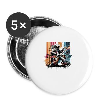 Astronaute rétro jouant des guitares électriques - Lot de 5 grands badges (56 mm) - blanc - Devant