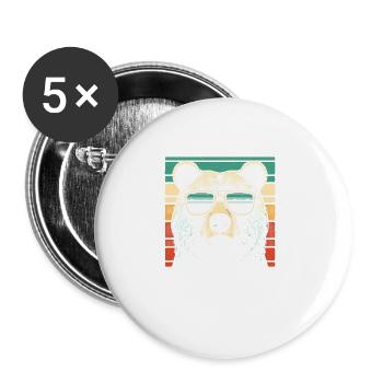 Vintage Grizzly Bär Sonnenbrille Bären - Buttons groß 56 mm (5er Pack) - Weiß - Vorne