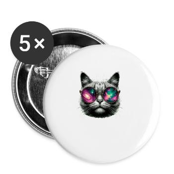 Lunettes de soleil chat Galaxy Cats - Lot de 5 grands badges (56 mm) - blanc - Devant