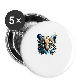 Polygon Art Ozelot Ozelots Zwerg Leopard - Buttons groß 56 mm (5er Pack) - Weiß - Vorne