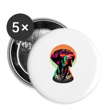 Lunettes de soleil coucher de soleil Allemand Pointer à poil court GSP - Lot de 5 grands badges (56 mm) - blanc - Devant