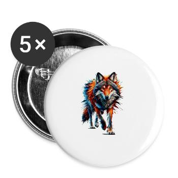 Polygon Art Roter Wolf Liebhaber Wölfe - Buttons groß 56 mm (5er Pack) - Weiß - Vorne