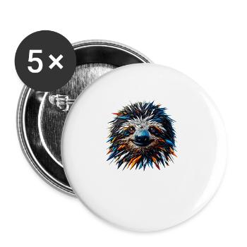 Lazy Sloths Heart Sloth Bear - Buttons large 2.2''/56 mm (5-pack) - white - Front