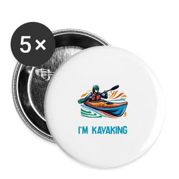 I Might Look Like I'm Listening To You Kayaking - Buttons large 2.2''/56 mm (5-pack) - white - Front
