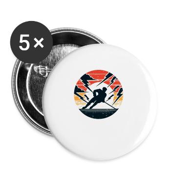 Joueur de hockey rétro Hockey sur glace Hockey sur gazon - Lot de 5 grands badges (56 mm) - blanc - Devant