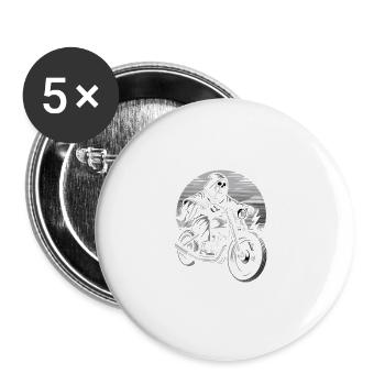 Skeleton Biker La dernière maison lap Fan de moto - Lot de 5 grands badges (56 mm) - blanc - Devant