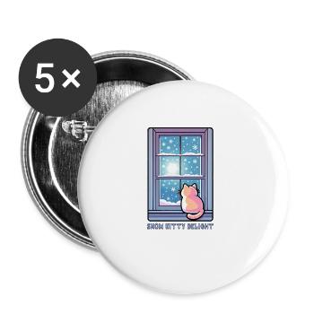 Délice de chat des neiges - Lot de 5 grands badges (56 mm) - blanc - Devant