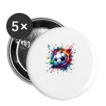 Splash Art Joueur de football Sports Football - Lot de 5 grands badges (56 mm) - blanc - Devant