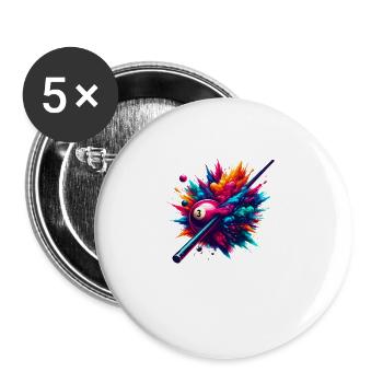 Colorful Billiard Pool Player Snooker Billiards - Buttons large 2.2''/56 mm (5-pack) - white - Front