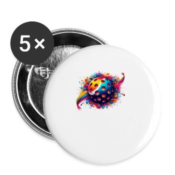 Splash Art Pickleball Player Pickle Ball Paddle - Lot de 5 grands badges (56 mm) - blanc - Devant