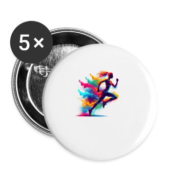 Splash Art Running Marathon Fitness Runner Run - Lot de 5 grands badges (56 mm) - blanc - Devant