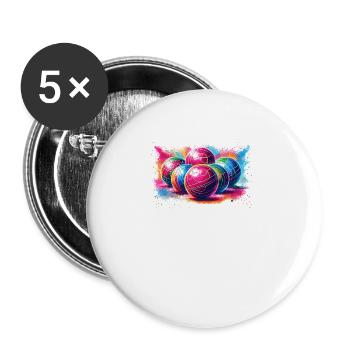 Joueur de pétanque coloré Boules Pentanque - Lot de 5 grands badges (56 mm) - blanc - Devant