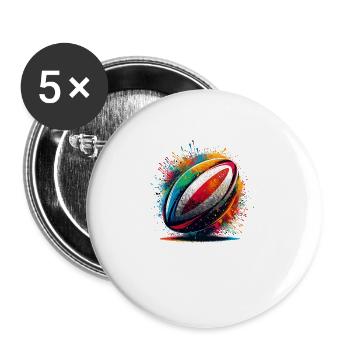 Splash Art Rugby Sports Joueur de football américain - Lot de 5 grands badges (56 mm) - blanc - Devant